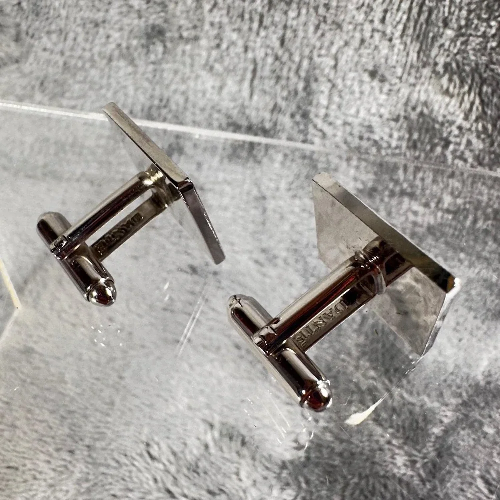 Vintage Dante Silver Tone Square Cufflinks Textured Modernist Mid Century‎